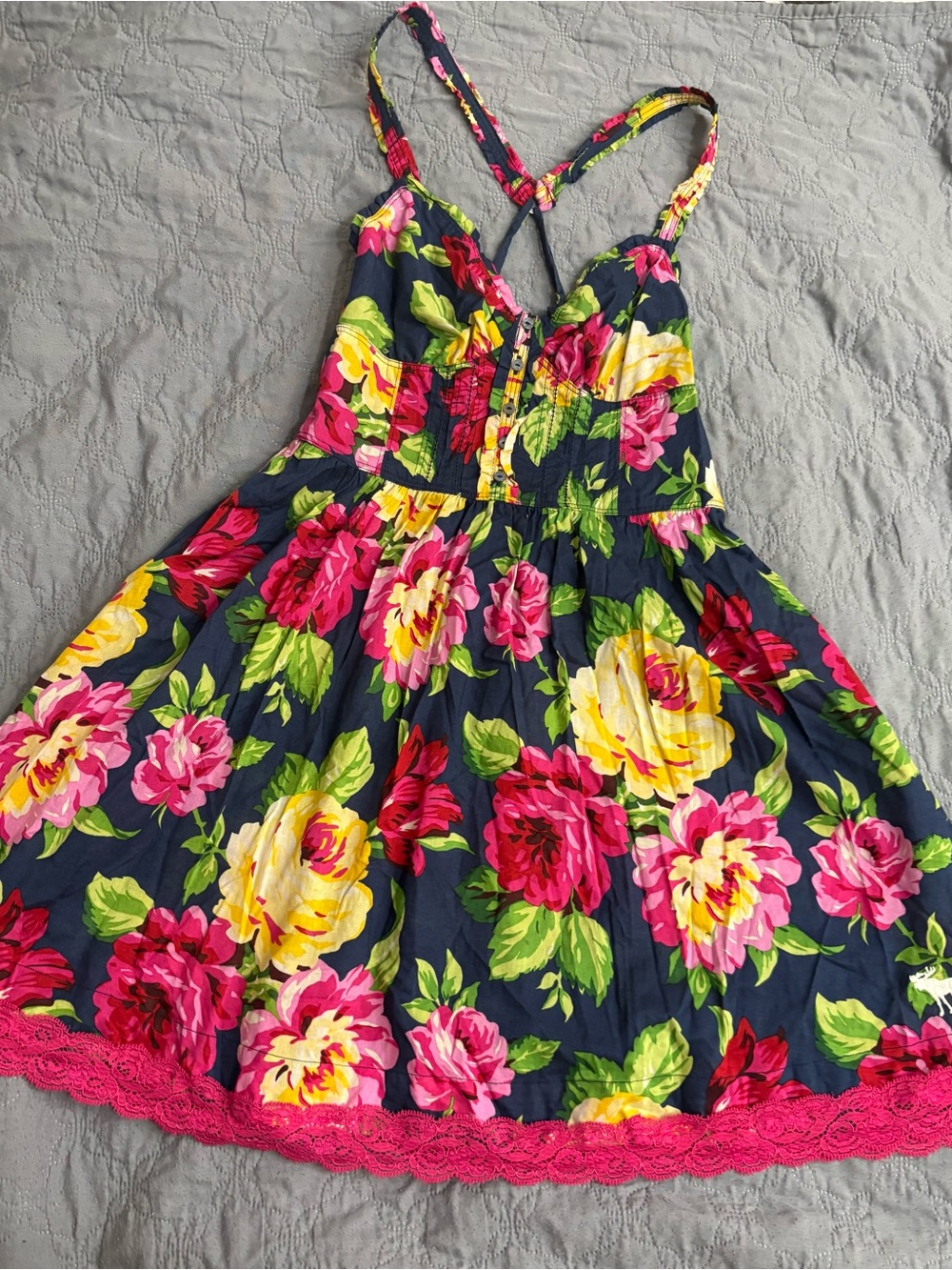 Abercrombie Fitch Vibrant Floral Print Babydoll Preppy Whimsical
Dress S Pocket - Picture 2 of 10
